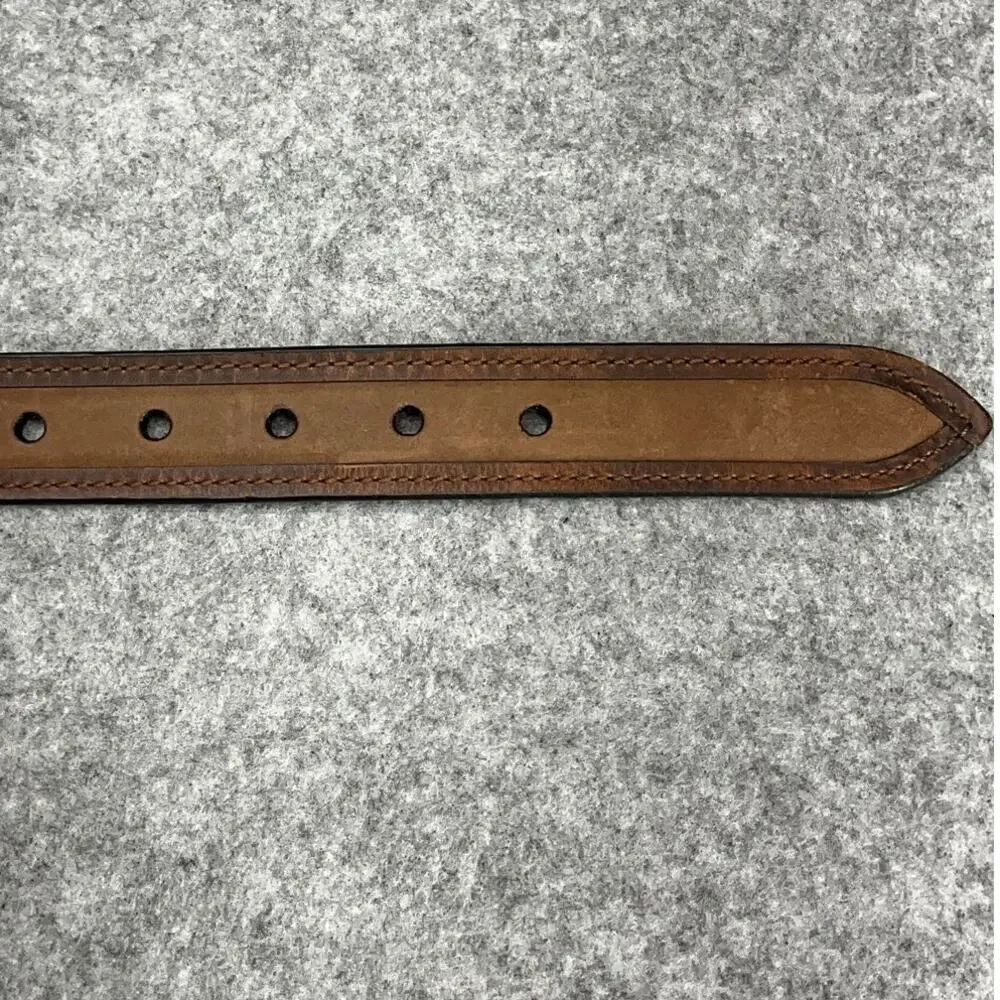 Columbia Western Brown Leather Pewter Buckle Belt Men 36”